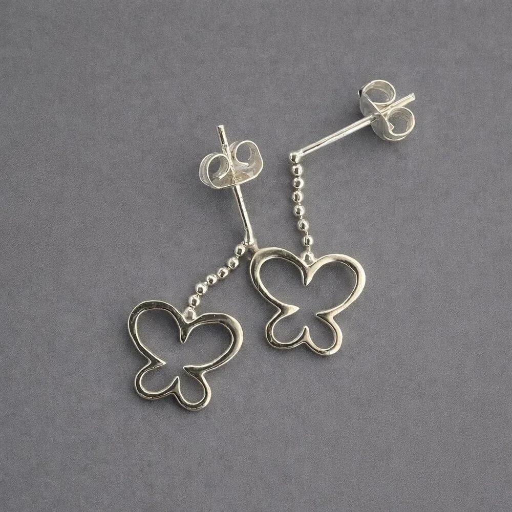 Vintage Sterling Butterfly Drop Earrings